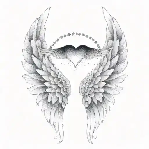 Angel Wings With Heart Intertwined