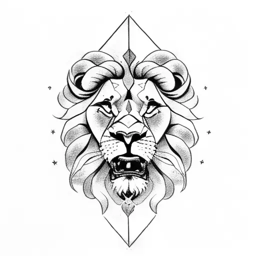 Lion Stepping On Snake