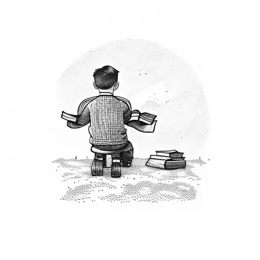 A Boy Reading A Book Under A Willow Tree