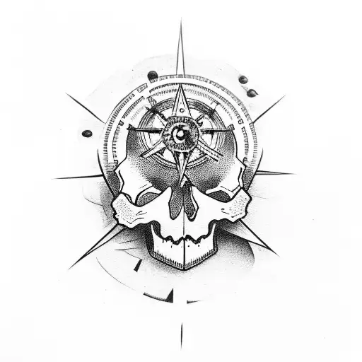 Skull Whit A Compass