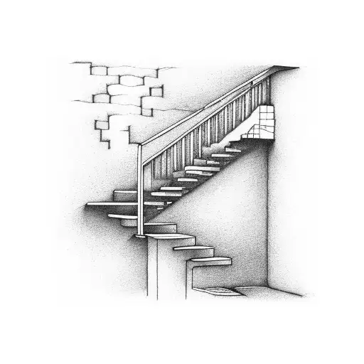 Stairs That Go To A Door That Looks Black