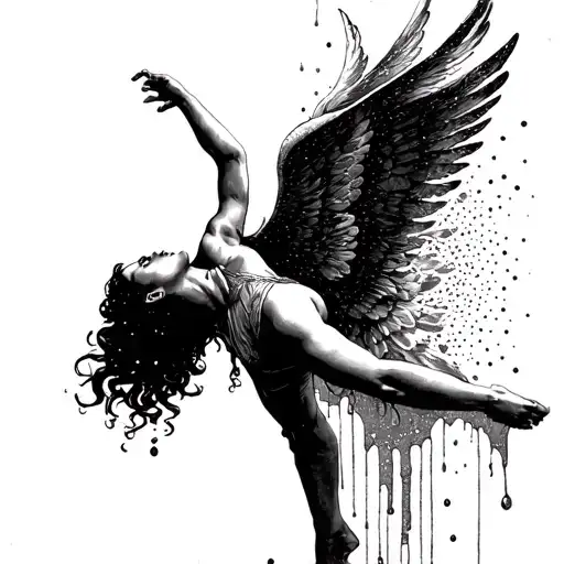 Icarus As A Woman Falling Through The Sky With Her Wax Wings Melting