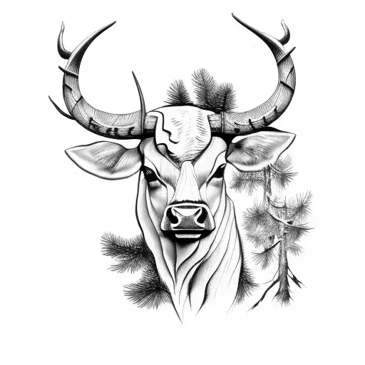 Pine Trees And Cow Horns