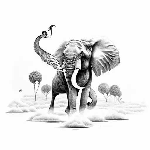 Elephant And Bird