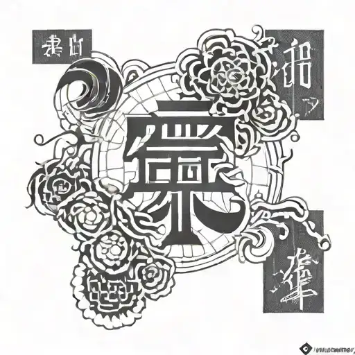 Create A Sleeve Tattoo Featuring Japanese Kanji Characters And Chinese Calligraphy Symbols