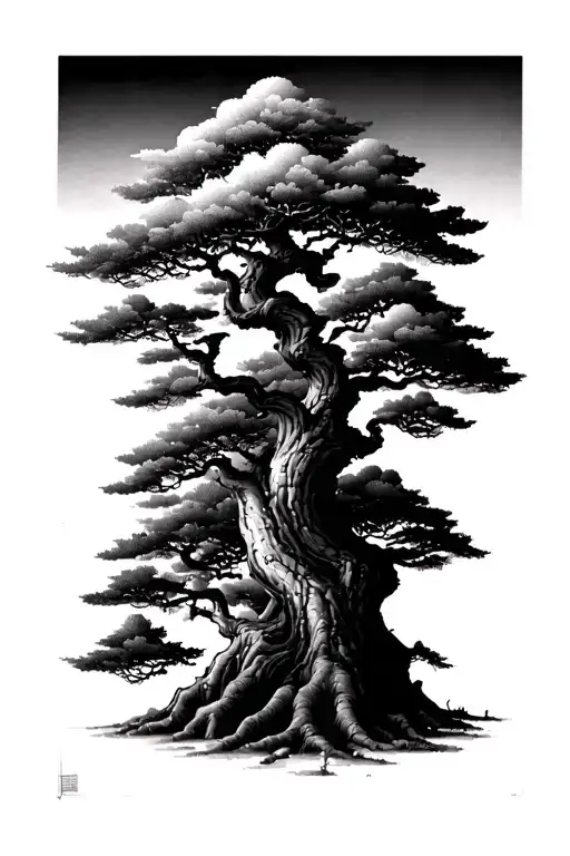 A Large Bonzai Tree Rooting In A Cloud