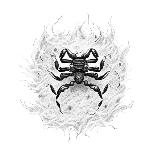 Evil Scorpion Standing In Flames