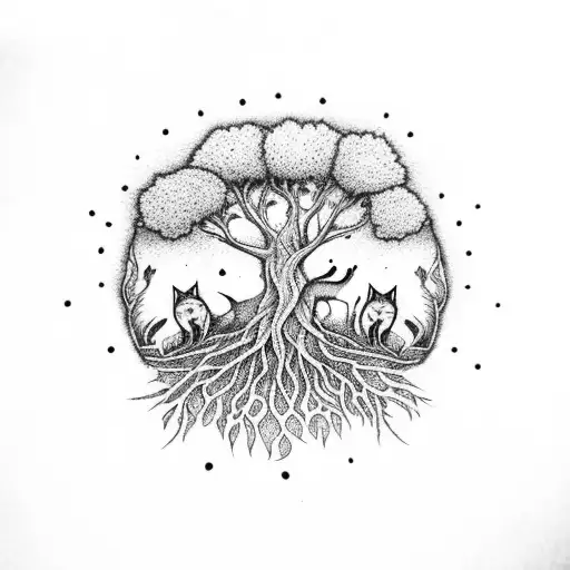 Druid Tree Of Life With A Fox