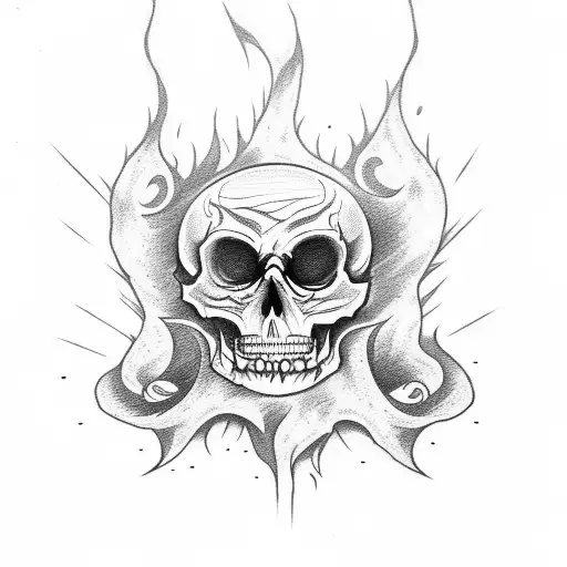 Evil Scull Surrounded In Flames