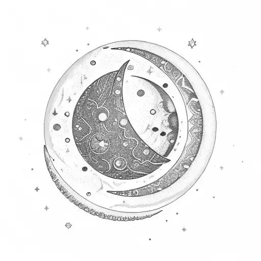 Crescent-shaped Moon And The Birth Dates Arranged In A Circular Pattern Around It