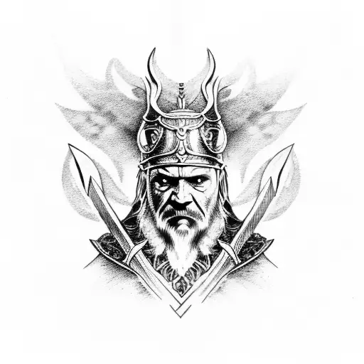 Vikings Odin In Red Flames