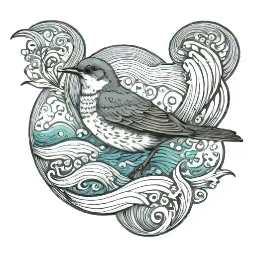 Incorporate The Name 'Robin' Into A Tattoo Design Featuring A Serene Ocean Wave Pattern