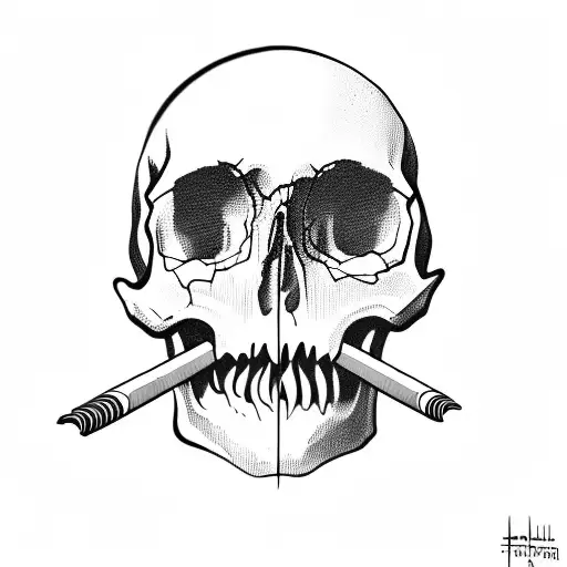 Skull With Dollar Sign Pupils In Eyes With Cartoon Cigar In Mouth