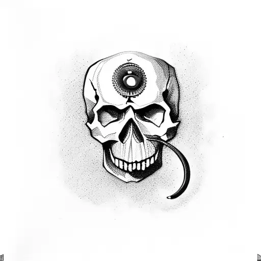 Skull With Dollar Sign Pupils In Eyes With Cartoon Cigar In Mouth