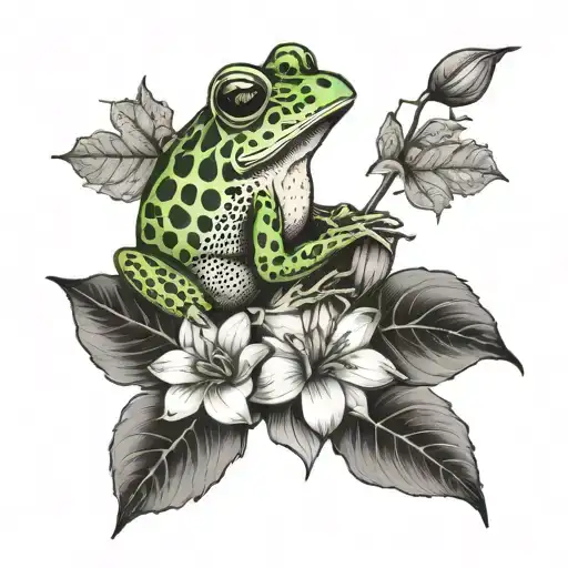 Frog With Lilly Pads And English Ivy Half Sleeve