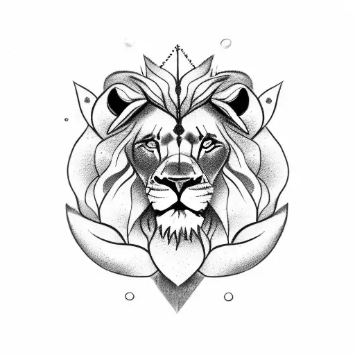 Lion With Rose And Greek Wording