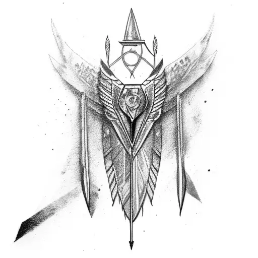 Arrow Dagger With And Raven Feathers