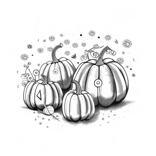 A Mystical Pumpkin Patch With Fairies Dancing Around The Glowing Pumpkins