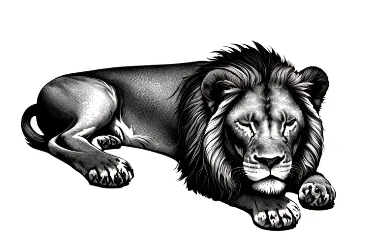 Female Lion Laying Down Asleep
