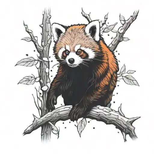 Magic Red Panda In Dark Forest
