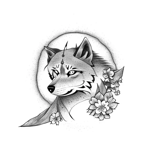 Cherry Blossom And A Ninja Wolf