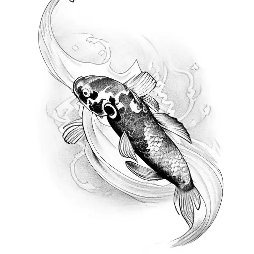 Koi Fish Wrapped Around Rose