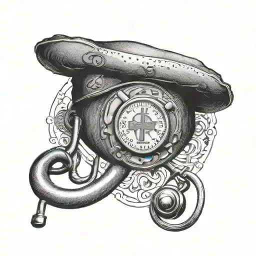 An Intricate Design Of A Nurse's Cap And Stethoscope With Italian Script