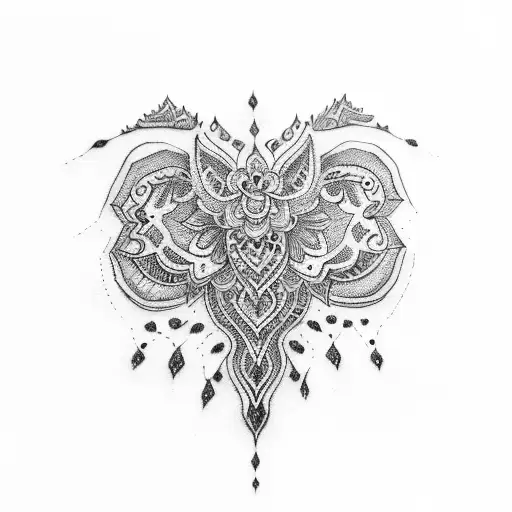 Small Sternum Tattoo Henna Design