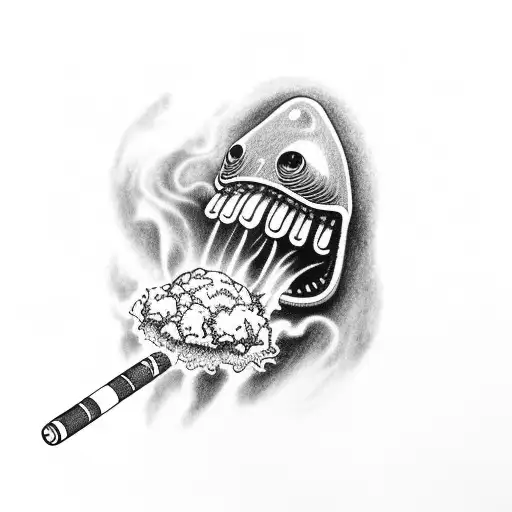 Alien Smoking Marijuana On The Beach