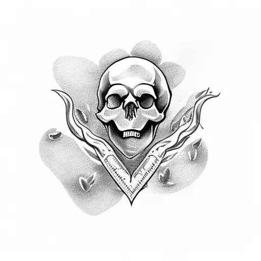 Skull Tattoo Holding A Heart That A Woman Shoots In The Head