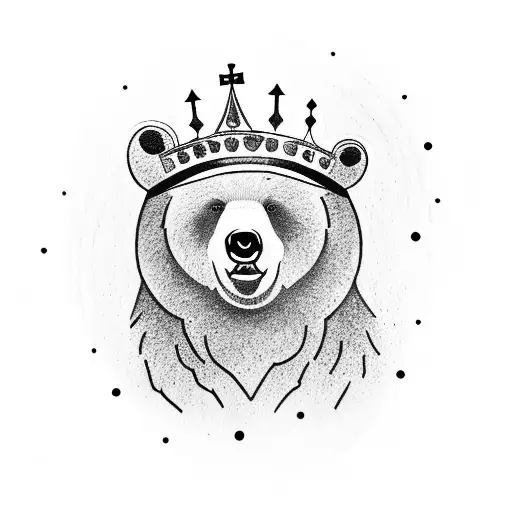 Bear With Crown And Castle On The Background