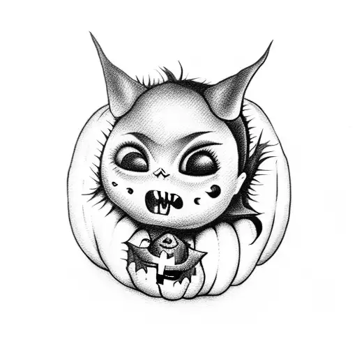 Baby Vampire On Halloween Pumpkin