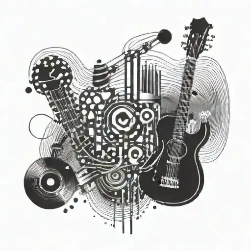 An Abstract Representation Of Sound Waves Morphing Into Musical Instruments