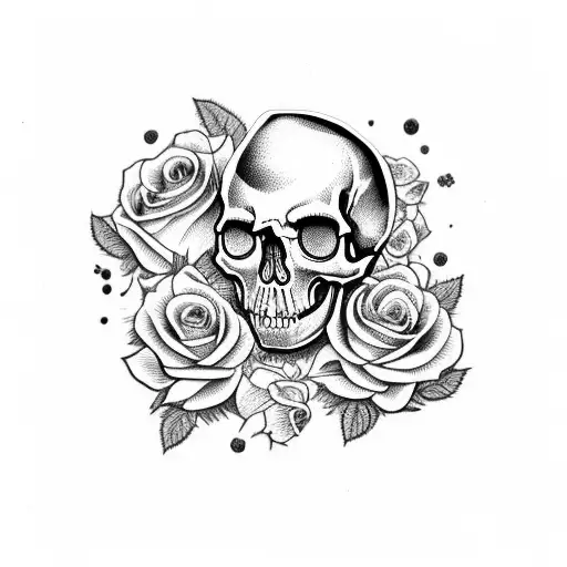 Skull With Roses And Cigarette