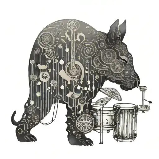 An Animal Silhouette Made Of Musical Instruments