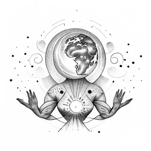 Mother Gaia Holding Earth With Nature Around Her