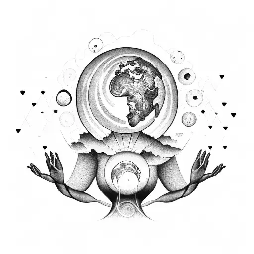 Mother Gaia Holding Earth With Nature Around Her