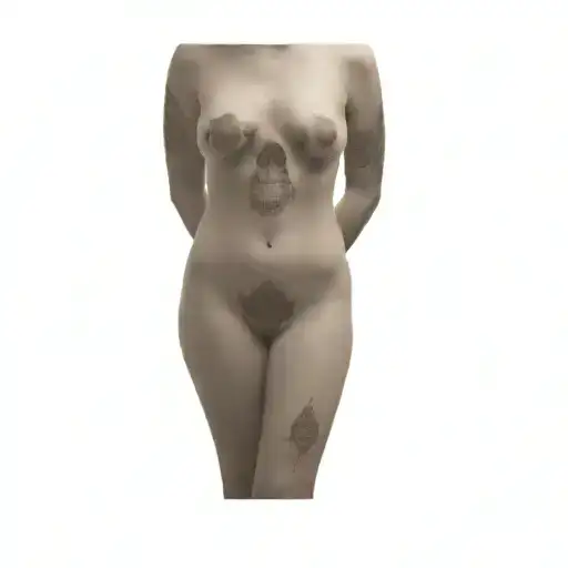 A Woman's Nude Body With Skull