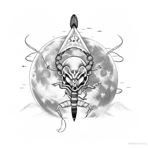 A Moon With A Scorpion Silhouette And Musical Staff