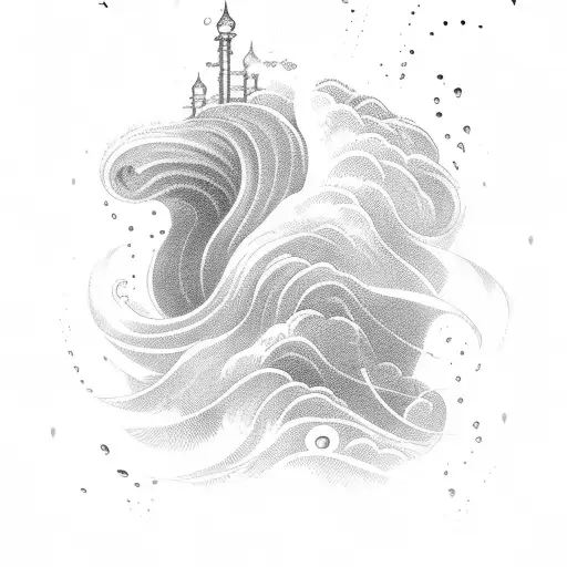 A Coding-inspired Chess Piece With Waves And Stormy Clouds As The Background
