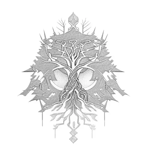 Traditional Norse Tree In Cree Beadwork