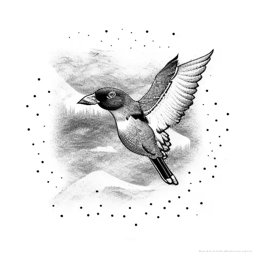 Black And White Bird Flying Away From An Island