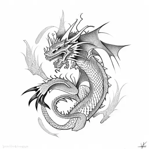 Dragon With Thorny Flowers