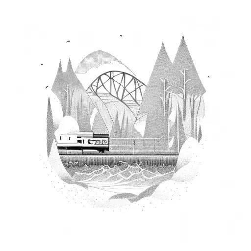 Train Bridge Over Water With Rope Swing