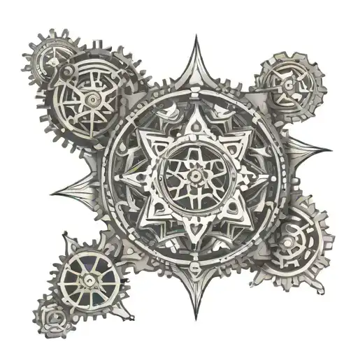 An Intricate Mandala Design With Engineering Gears And A Bible Verse Incorporated