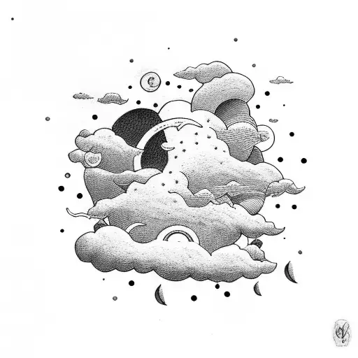 Thunders Coming Out Of Clouds Small Tattoo New Design