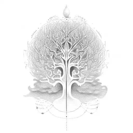 Life Tree With Mechanical Roots Tattoo