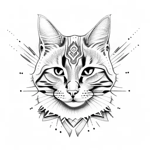 Mandala With Realistic Cat