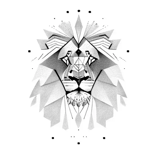 Lion Face With Geometric Backdrop