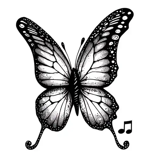 Music Note Butterfly Peace Sign